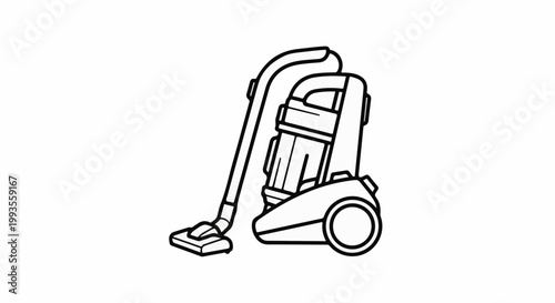 Clean modern vacuum cleaner outline on white background