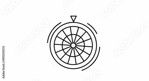 A simple line drawing of a dartboard with a small triangle