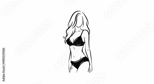 Minimalist line art of a woman in lingerie