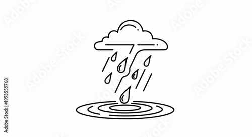 Stylized cloud raining droplets onto concentric circles