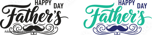 Happy father's day stylish typography with mustache designs for dad