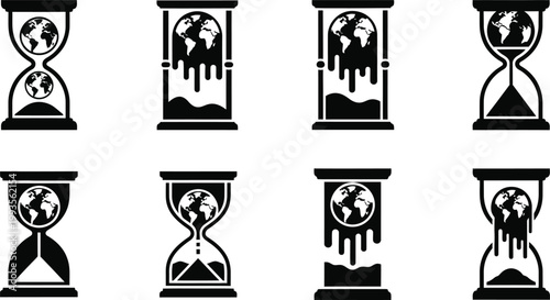 Black silhouette hourglass set a visual representation of time's passage and decay