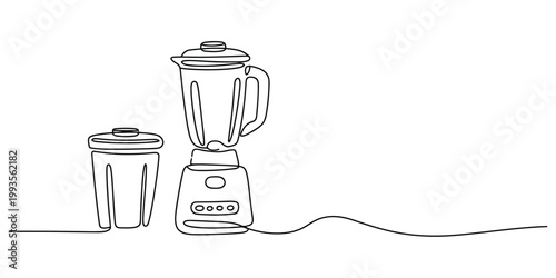 Continuous line drawing of a kitchen blender