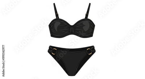 Black Bikini Swimwear Set for Women Fashionable Beachwear.