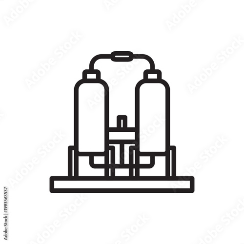 Desiccant dryer icon symbolizing moisture removal, representing hardware, factory tools, adsorption gear, safety systems, and industrial logistics for dry air supply and factory pneumatic protection.