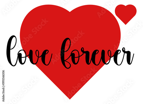 Red love forever with hearts design graphic element