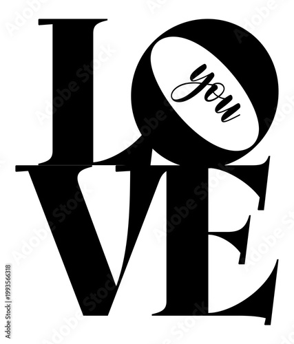 Love you modern text design element