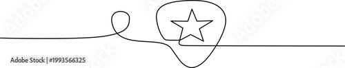 A whimsical guitar pick with a star inside a cloud-like shape floating nearby. Vector