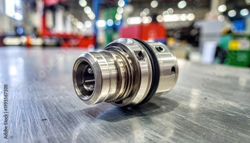 Industrial Machine Component on Metallic Surface in Workshop Setting