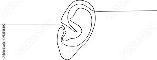 Anatomical illustration of a human ear outlined against a plain background Vector