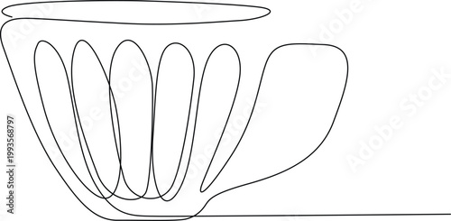 A series of interconnected loops forming a funnel-like structure with an extended base shape. Vector