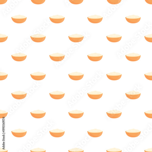 Little bowls of rice creating a seamless pattern in a vector illustration