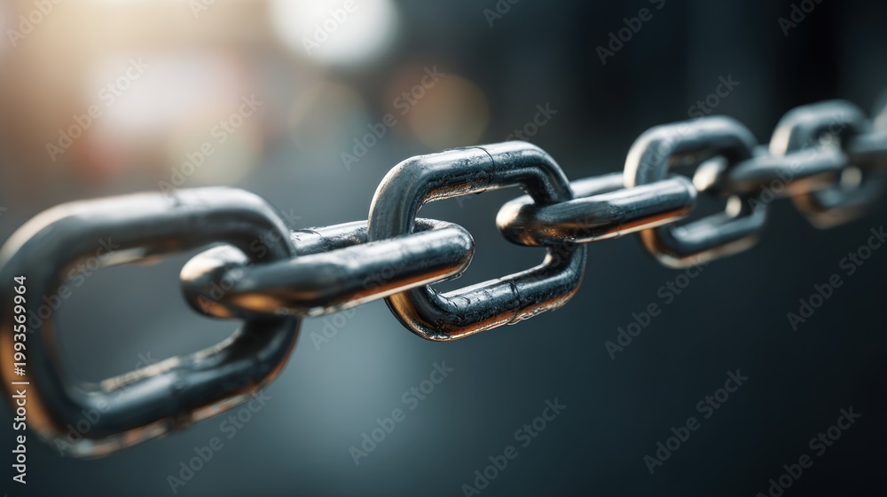 Fototapeta premium Metal chain links closeup transparent