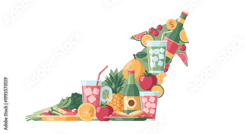 A vibrant illustration showing a fork and bowl, conveying a sense of healthy eating and mindful consumption. Perfect for food blogs or wellness market