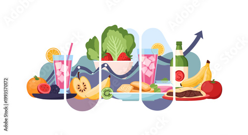 Vibrant illustration of citrus fruits and watermelon, evoking feelings of summer and freshness. Ideal for health, food, or lifestyle marketing materia
