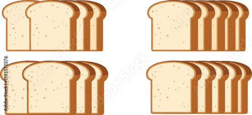 Set of Sliced Bread Loafs for Bakery, Food, and Snack Designs, Vector Art