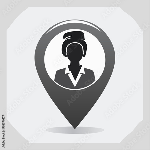 Free Download Location Pin Icon with Silhouette of a Woman - GFXLoad