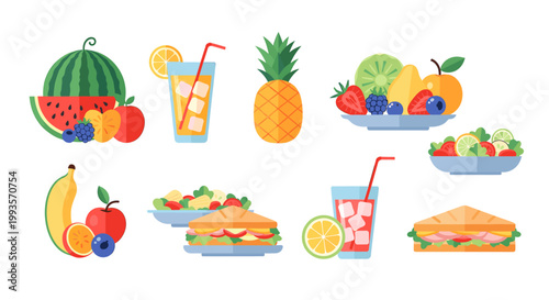 A cheerful illustration of fresh fruits, conveying a sense of health and vitality. Perfect for food blogs, healthy eating campaigns, and vibrant websi
