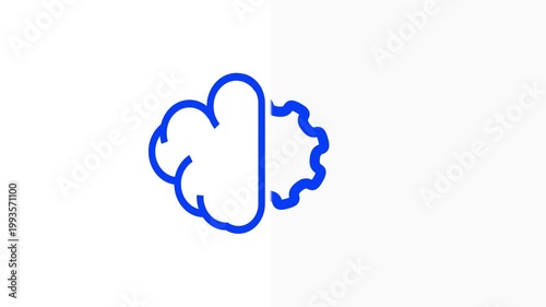 White outline of a brain inside a gear on a black background, representing artificial intelligence