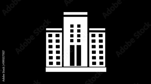Mansion line animation. Residence animated icon. Building details showing up. Opening doors. Real estate, property. Outline element on white background. HD video with alpha channel