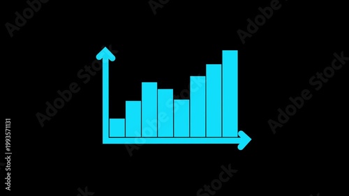 Minimalist bar chart and line graph animation showing financial growth and market data analysis for business