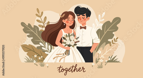 Happy Couple Celebrating Wedding Day Together.