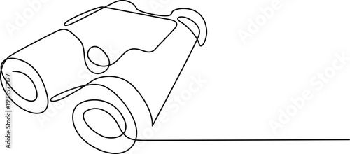 A vintage-style telescope attached to a classic old-fashioned automobile for astronomical adventures. Vector