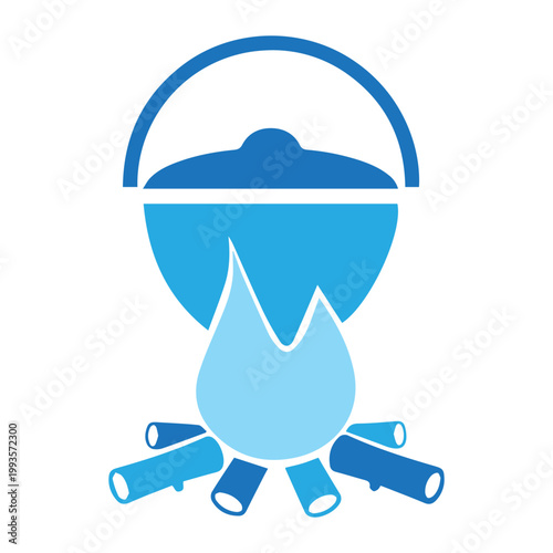 Camping cooking pot icon