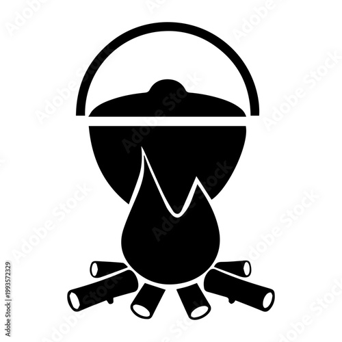 Campfire cooking pot icon