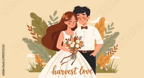 Happy Couple Celebrating Wedding Day with Love and Joy.