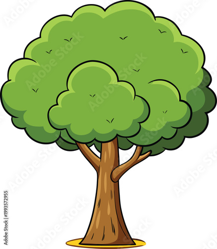 Vector illustration of an olive tree isolated on a white background.