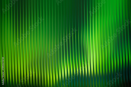 Vibrant green gradient background with vertical lines and shadows creating a dynamic visual effect