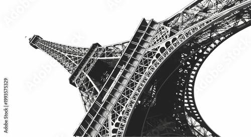 Close-up view of the intricate latticework of a famous Parisian landmark