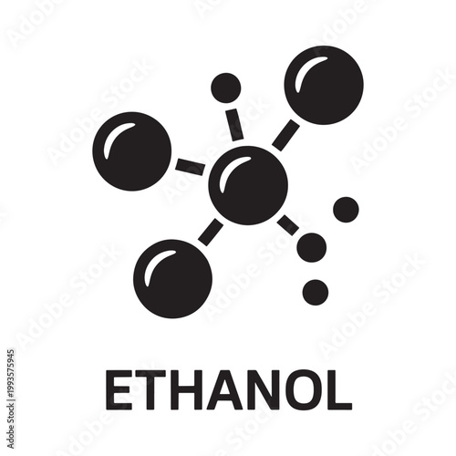 фотографія Ethanol molecular structure illustration with black spheres and connecting lines