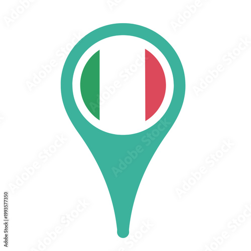 Italy flag map icon with national tricolor design, simple and clean vector style
