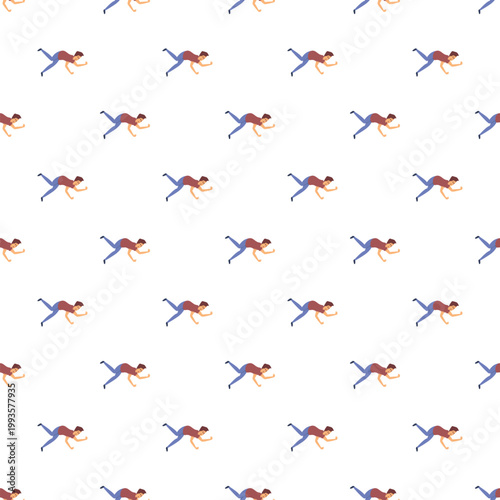 Man falling down in a repeated seamless pattern on a clean white background