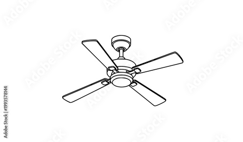 Ceiling fan line icon three blade ventilator vector illustration