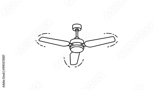 Ceiling fan motion line icon three blade ventilator vector