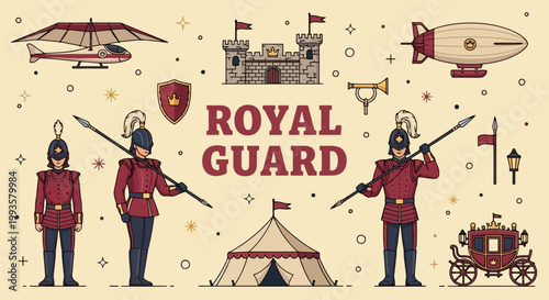 Royal Guard Soldiers with Spears and Traditional Uniforms.