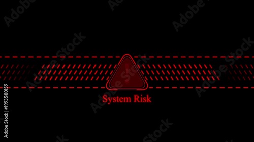 System risk warning alert animation with pulsing red hazard for cybersecurity and network security concepts