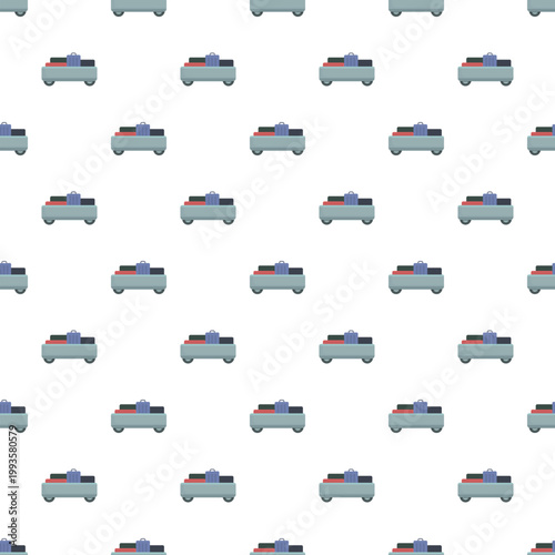 Luggage carts loaded with bags in a repeating seamless pattern representing airport transport