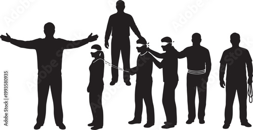 Black Solid Hr Staff Organizing Team Building Silhouettes Set of Six on White Background