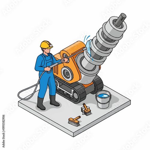 Construction worker operating heavy drilling machine on site.