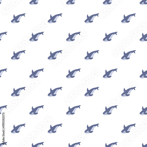 Killer whale seamless pattern repeating animal drawing