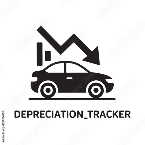 Vehicle depreciation illustrated with a declining graph and car silhouette