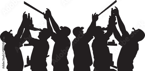 Black Solid AR Smart Glasses Retail Restocking Silhouettes Set of Six on White Background