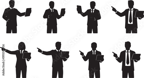 Black Solid AR Tablet Real Estate Tour Silhouettes Set of Six on White Background