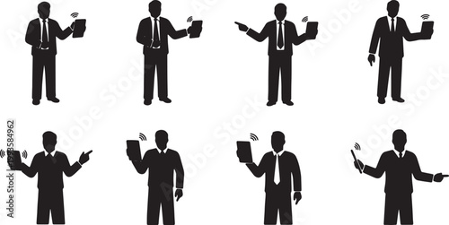 Black Solid AR Tablet Real Estate Tour Silhouettes Set of Six on White Background