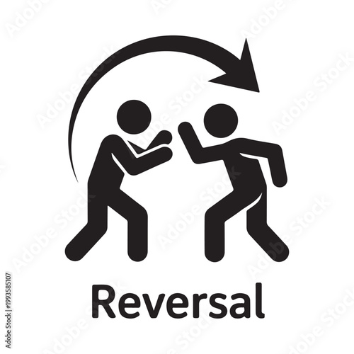 Two figures engaged in a dynamic fighting reversal depicted in silhouette