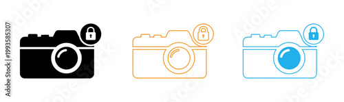 Security and privacy for digital cameras locked and unlocked icons